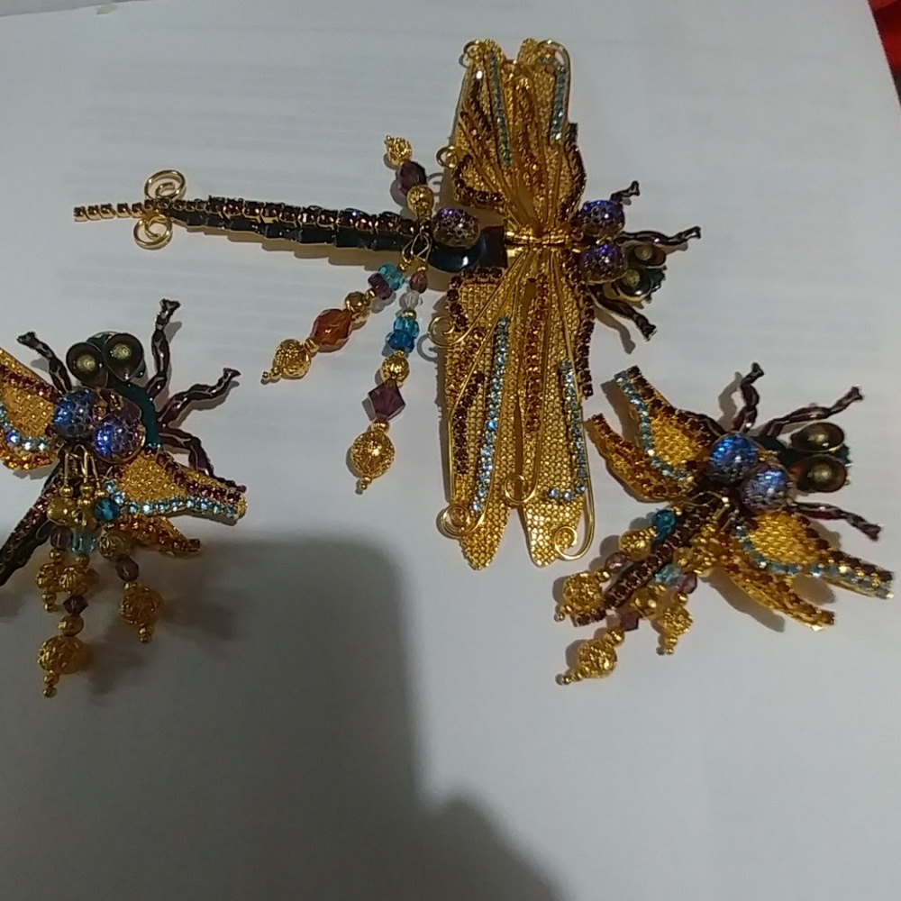 Lunch at The Ritz Dragonfly brooch&earrings